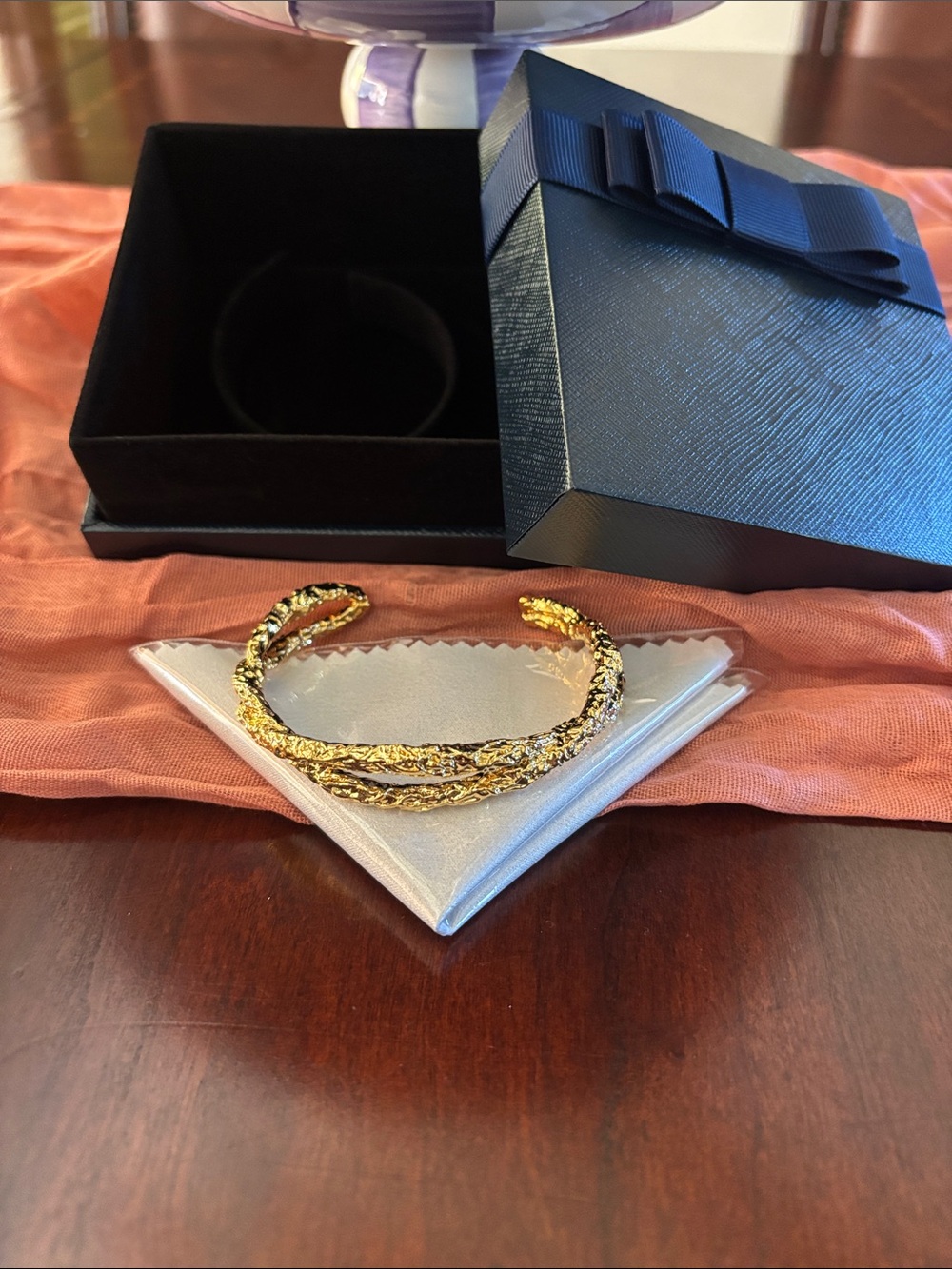 Textured Gold Open Cuff Bracelet for Women
